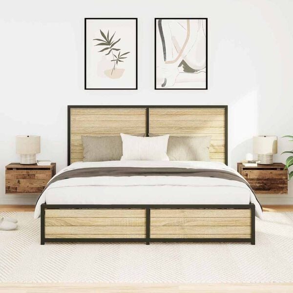 vidaXL Wandkastje met lade 2 pcs Oudhout Bewerkt hout