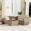 vidaXL 6-delige Loungeset met kussens poly rattan beige