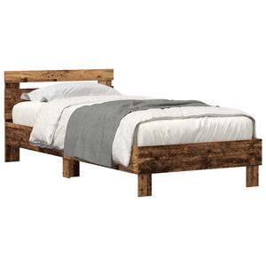 vidaXL Bedframe met hoofdeinde Oudhout 100 x 200 cm Bewerkt hout
