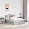 vidaXL Bedframe Grijs Sonoma 135 x 190 cm Massief grenenhout