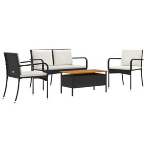 vidaXL Tuinset Zwart poly rattan