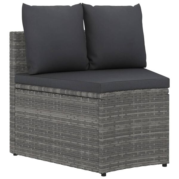vidaXL 7-delige Loungeset met kussens poly rattan grijs
