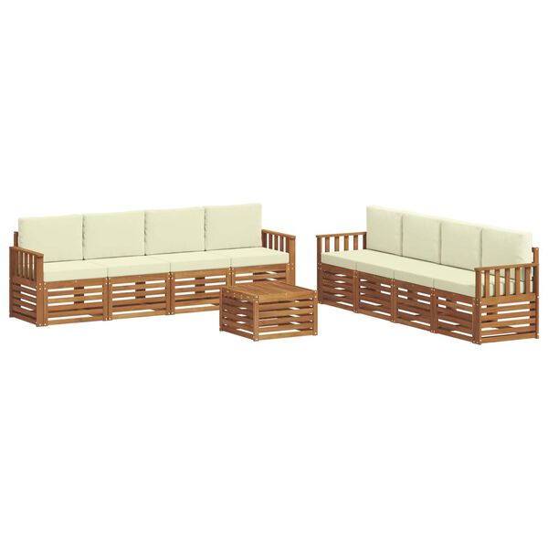 vidaXL Sofa-Sets 9 pcs Natuurlijk en Cr&egrave;me Massief Acaciahout