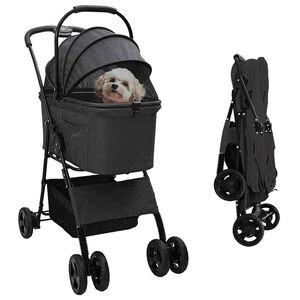 vidaXL Opvouwbare Huisdierenwagen Zwart 81 x 47 x 99 cm Polyester