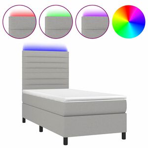 vidaXL Boxspring met matras en LED stof lichtgrijs 80x200 cm