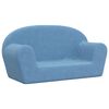 vidaXL Kinderbank 2-zits zacht pluche blauw