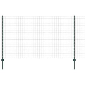 vidaXL Euro-hek met palen 10 x 1,4 m PVC-Coated Staal Groen Mesh