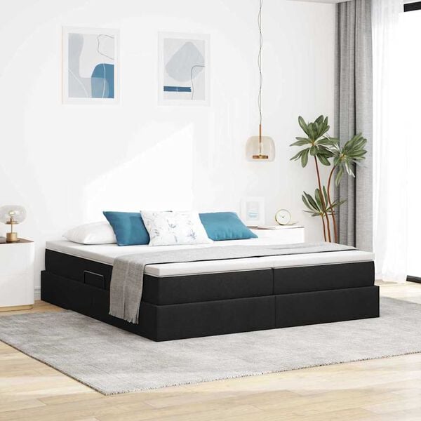 vidaXL Opbergbed met matras met matras Zwart 200 x 200 cm Polyester