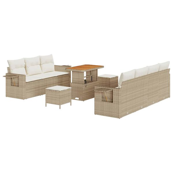 vidaXL Tuin Sofa Set 10 pcs Beige poly rattan