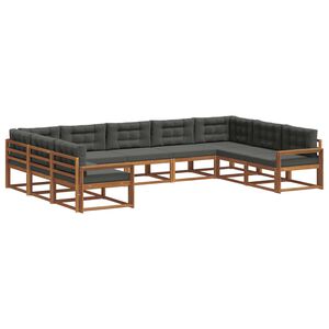 vidaXL Buiten bankenset met kussen 9 pcs Natuurlijk en Antraciet