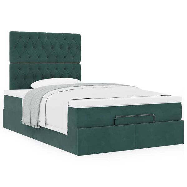 vidaXL Ottoman bed met matrassen 120x190cm fluweel donkergroen