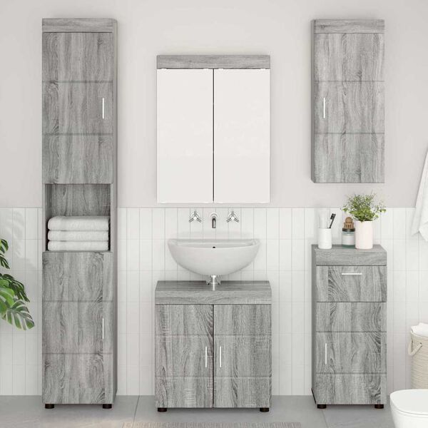 vidaXL Badkamer wandkast TULUM Grijs Sonoma 37 x 24,5 x 86 cm