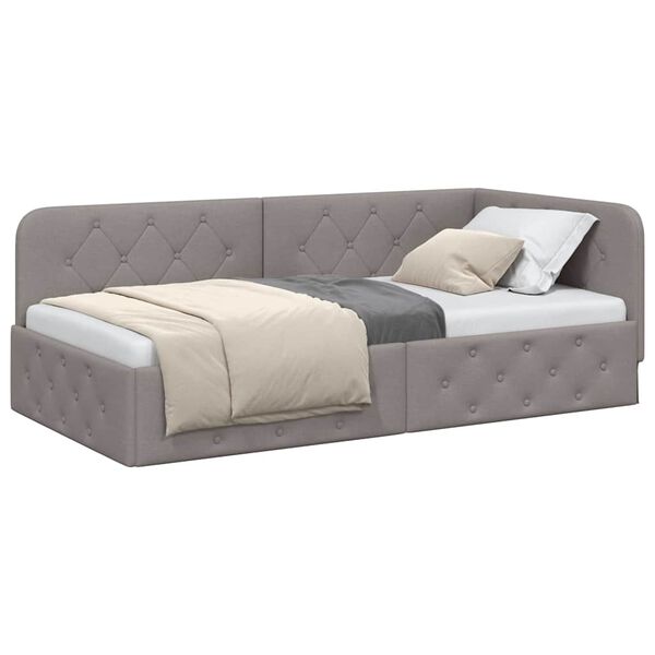 vidaXL Hoekbedframe met hoofdeinde Taupe 90 x 190 cm Stof
