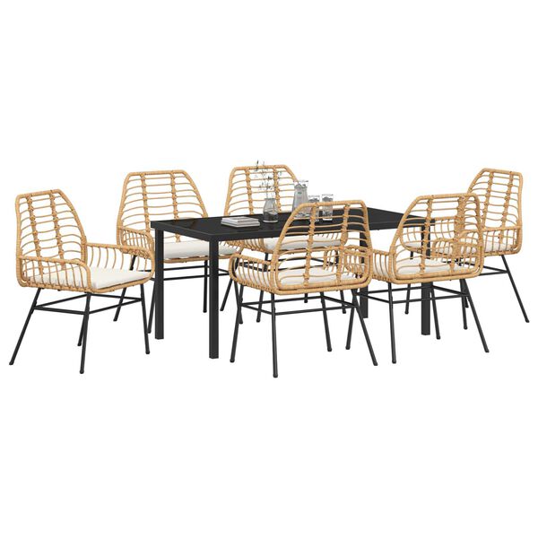 vidaXL Tuin Eetset 7 pcs Bruin poly rattan