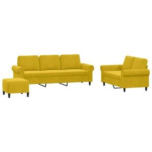 vidaXL 3-delige Loungeset met kussens fluweel geel