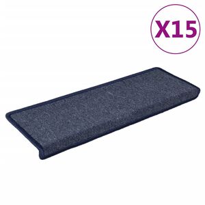 vidaXL Trapmatten 15 st 65x21x4 cm donkergrijs en blauw met rechthoekige rand
