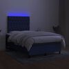 vidaXL Boxspring met matras en LED stof blauw 120x190 cm