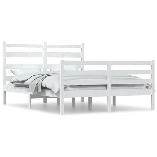 vidaXL Bedframe massief grenenhout wit 160x200 cm