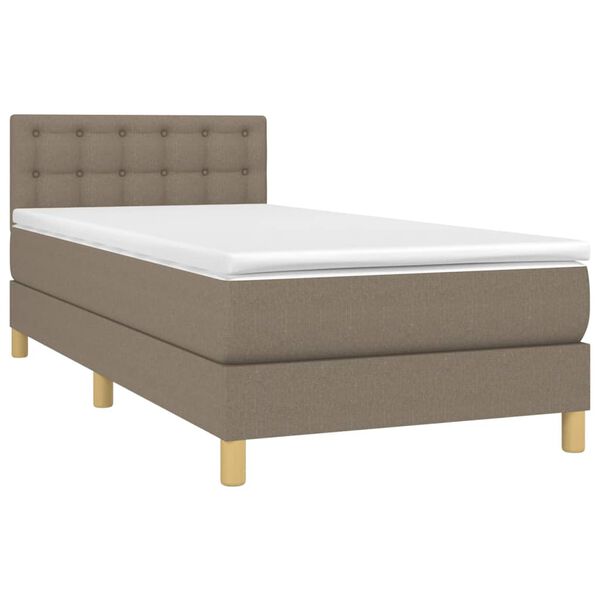 vidaXL Boxspring met matras en LED stof taupe 90x190 cm