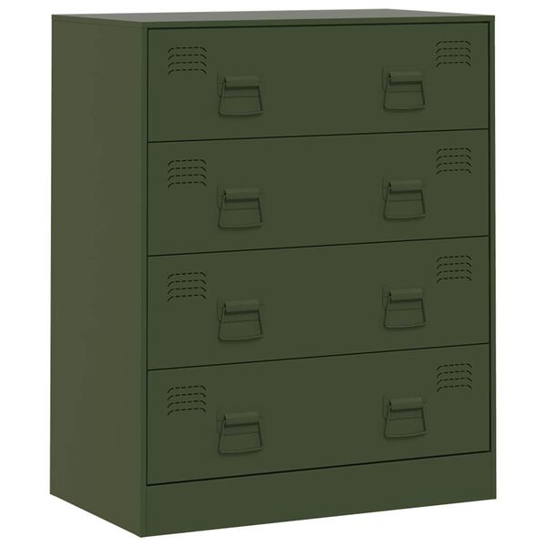vidaXL Dressoir 67x39x83 cm staal olijfgroen