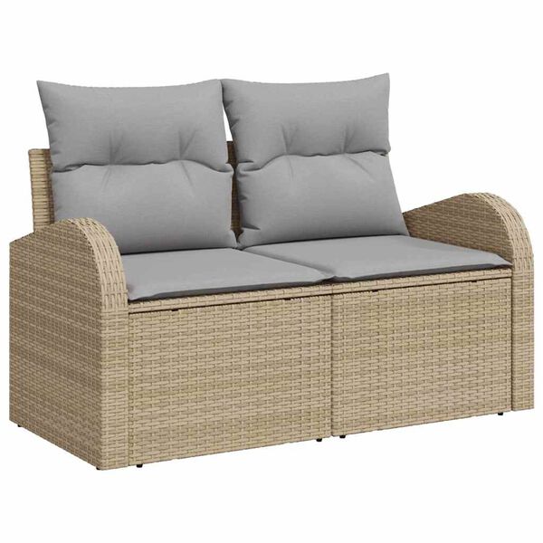 vidaXL Bankstel met kussen 9 pcs Beige en lichtgrijs poly rattan