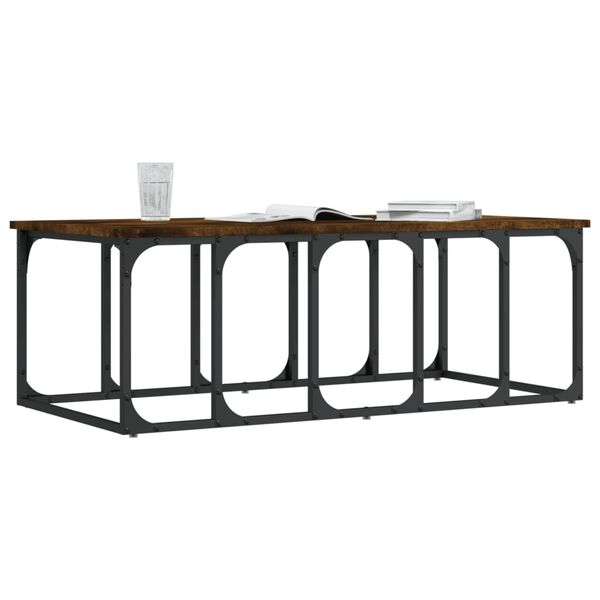 vidaXL Salontafel 100x50x35,5 cm bewerkt hout gerookt eikenkleurig