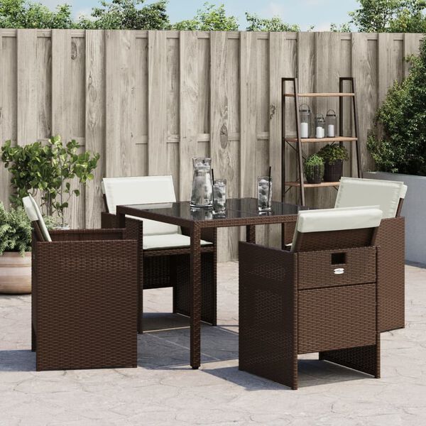 vidaXL Tuinstoelen 4 st met kussens poly rattan bruin