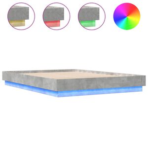 vidaXL Bedframe met LED-verlichting betongrijs 160x200 cm