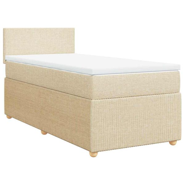 vidaXL Boxspring met matras stof cr&egrave;mekleurig 90x190 cm