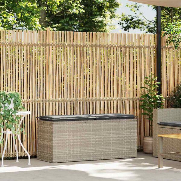 vidaXL Tuinbank met kussen 110x40x44 cm poly rattan lichtgrijs