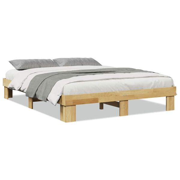 vidaXL Bedframe zonder matras 160x200 cm massief hout eiken