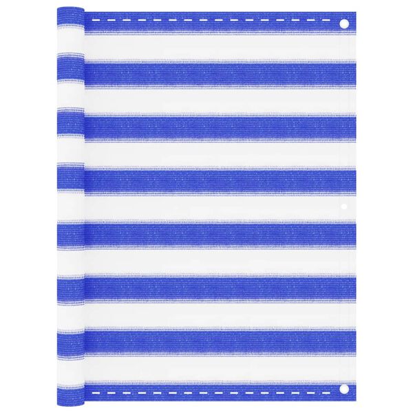 vidaXL Balkonscherm 90x400 cm HDPE blauw en wit