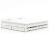 vidaXL Bedframe met 4 lades massief grenenhout wit 200x200 cm