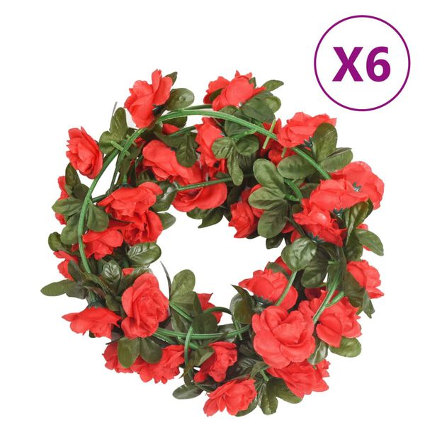 vidaXL Bloemenslingers 6 st 240 cm rood