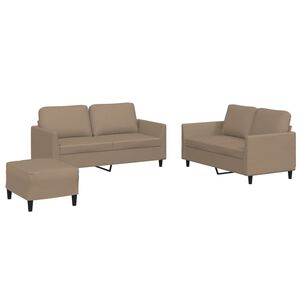 vidaXL 3-delige Loungeset met kussens kunstleer cappuccino