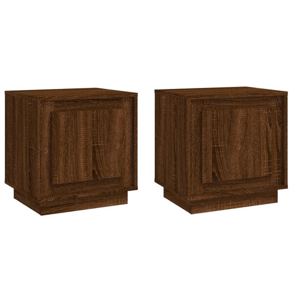 vidaXL Nachtkastjes 2 st 44x35x45 cm bewerkt hout bruin eikenkleur