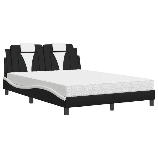 vidaXL Bed "Viana" met matras kunstleer zwart en wit 140x190 cm