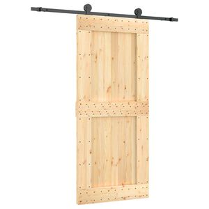 vidaXL Schuifdeur Naturel en Zwart 90 x 210 cm Massief Grenenhout