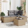 vidaXL 5-delige Loungeset met kussens poly rattan beige