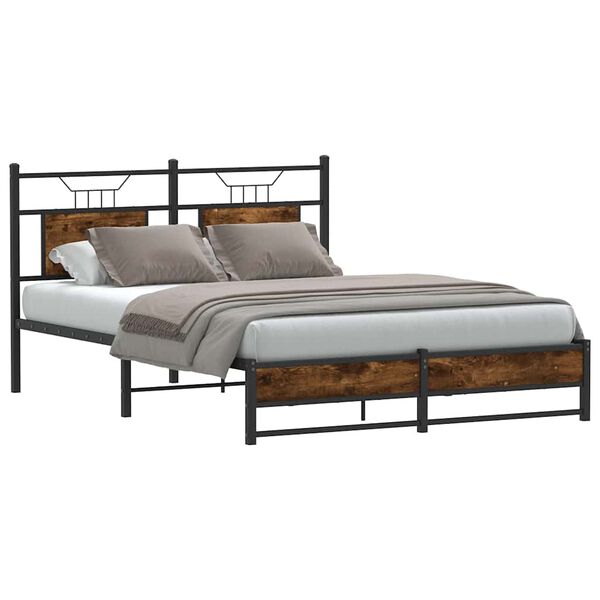 vidaXL Bedframe zonder matras hout gerookt eikenkleurig 140x190 cm