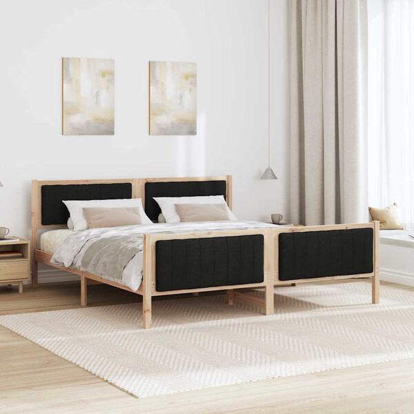 vidaXL Bedframe Bruin en zwart 180 x 200 cm Massief grenenhout