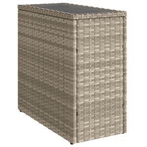 vidaXL Tuinbijzettafel glasblad 58x27,5x55 cm poly rattan lichtgrijs