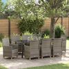 vidaXL Tuin Eetset 9 pcs Grijs poly rattan