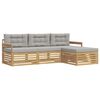 vidaXL Buiten bankenset 4 st Wit en Lichtgrijs Polyester