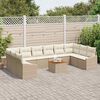 vidaXL Tuinbankenset met opslag 11 pcs Beige en Cr&egrave;me poly rattan