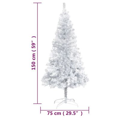 vidaXL Kunstkerstboom met verlichting en kerstballen 150 cm PET zilver