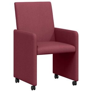 vidaXL Eetkamerstoelen met Wieltjes 2 st Stof Wijnrood 57 x 66 x 94 cm
