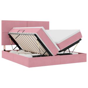 vidaXL Opslag bed met matras met hoofdeinde Roze 200 x 200 cm Fluweel