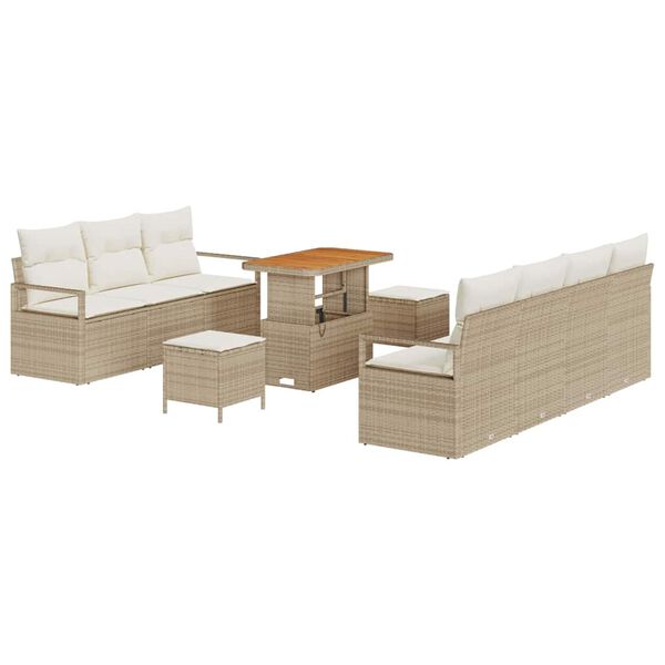 vidaXL Tuin Sofa Set met kussen met opslag 10 pcs Beige en Crème