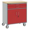 vidaXL Trolley Rolling Workbench Rood en Grijs 75 x 45 x 85 cm